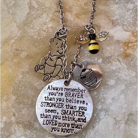“Always Remember You’re Braver than You Believe…” Winnie the Pooh Necklace - Picture 6 of 10